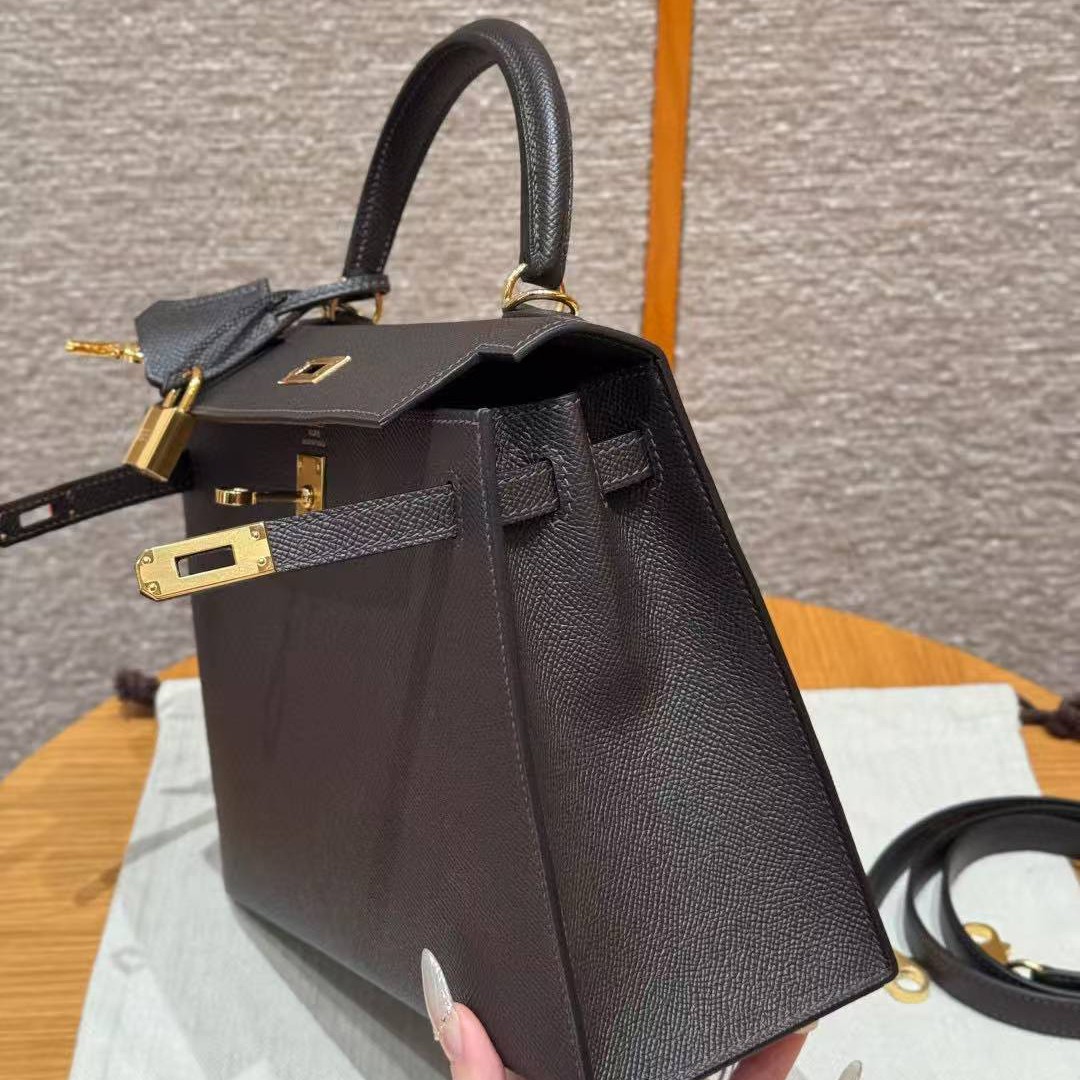 Hermes Kelly 25 Bag Handmade In Epsom Calfskin Leather Gold Hardware 46 Ebene - Image 6