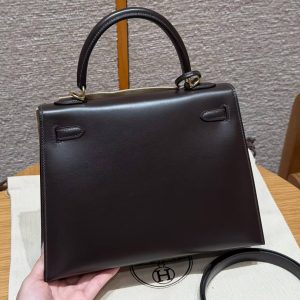 Alternative view of Hermes Kelly 25 Bag Handmade In Box Calfskin Leather Gold Hardware 47 Chocolat