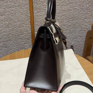 Hermes Kelly 25 Bag Handmade In Box Calfskin Leather Gold Hardware 47 Chocolat - Image 25