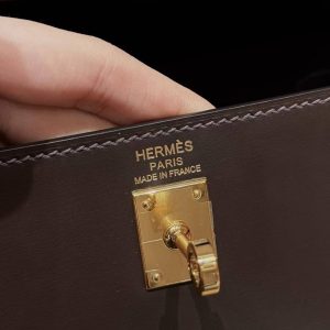 Hermes Kelly 25 Bag Handmade In Box Calfskin Leather Gold Hardware 47 Chocolat - Image 21