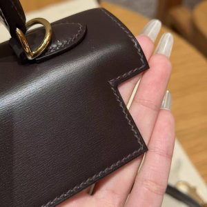 Hermes Kelly 25 Bag Handmade In Box Calfskin Leather Gold Hardware 47 Chocolat - Image 14
