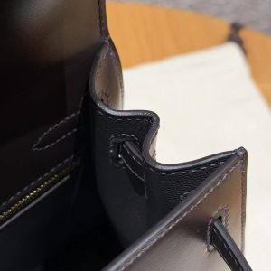 Hermes Kelly 25 Bag Handmade In Box Calfskin Leather Gold Hardware 47 Chocolat - Image 13