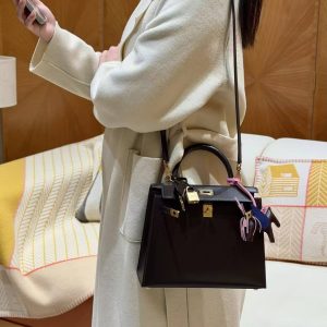 Hermes Kelly 25 Bag Handmade In Box Calfskin Leather Gold Hardware 47 Chocolat - Image 4