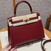 Hermes Kelly 25 Bag Handmade In Box Calfskin Leather Gold Hardware 55 Rouge H