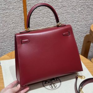 Hermes Kelly 25 Bag Handmade In Box Calfskin Leather Gold Hardware 55 Rouge H - Image 2