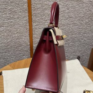 Hermes Kelly 25 Bag Handmade In Box Calfskin Leather Gold Hardware 55 Rouge H - Image 18