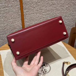 Hermes Kelly 25 Bag Handmade In Box Calfskin Leather Gold Hardware 55 Rouge H - Image 16
