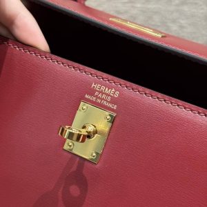 Hermes Kelly 25 Bag Handmade In Box Calfskin Leather Gold Hardware 55 Rouge H - Image 14