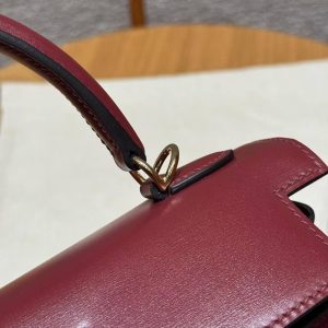 Hermes Kelly 25 Bag Handmade In Box Calfskin Leather Gold Hardware 55 Rouge H - Image 8