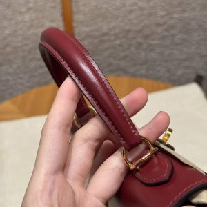 Hermes Kelly 25 Bag Handmade In Box Calfskin Leather Gold Hardware 55 Rouge H - Image 7