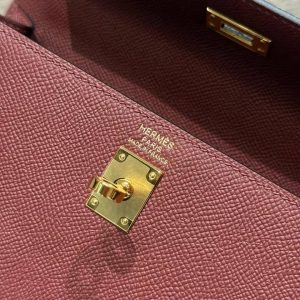Hermes Kelly 25 Bag Handmade In Epsom Calfskin Leather Gold Hardware 57 Bordeaux - Image 19