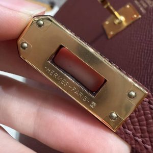 Hermes Kelly 25 Bag Handmade In Epsom Calfskin Leather Gold Hardware 57 Bordeaux - Image 18