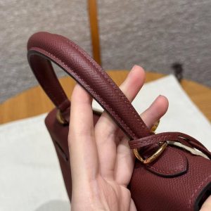 Hermes Kelly 25 Bag Handmade In Epsom Calfskin Leather Gold Hardware 57 Bordeaux - Image 11