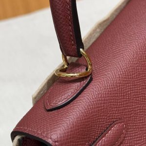 Hermes Kelly 25 Bag Handmade In Epsom Calfskin Leather Gold Hardware 57 Bordeaux - Image 9