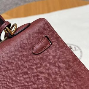 Hermes Kelly 25 Bag Handmade In Epsom Calfskin Leather Gold Hardware 57 Bordeaux - Image 8