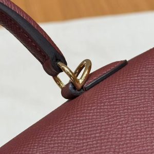 Hermes Kelly 25 Bag Handmade In Epsom Calfskin Leather Gold Hardware 57 Bordeaux - Image 7