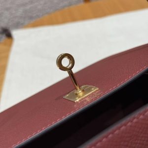 Hermes Kelly 25 Bag Handmade In Epsom Calfskin Leather Gold Hardware 57 Bordeaux - Image 6