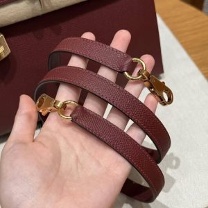 Hermes Kelly 25 Bag Handmade In Epsom Calfskin Leather Gold Hardware 57 Bordeaux - Image 4