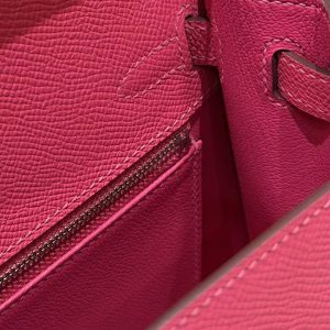 Hermes Kelly 25 Bag Handmade In Epsom Calfskin Leather Silver Hardware 5J Fuchia - Image 16