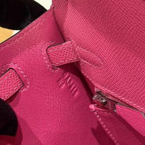 Hermes Kelly 25 Bag Handmade In Epsom Calfskin Leather Silver Hardware 5J Fuchia - Image 4