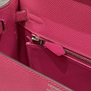 Hermes Kelly 25 Bag Handmade In Epsom Calfskin Leather Silver Hardware 5J Fuchia - Image 3