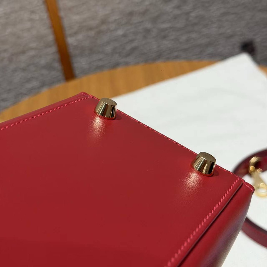 Hermes Kelly 25 Bag Handmade In Box Calfskin Leather Gold Hardware 5X Rouge Piment - Image 16