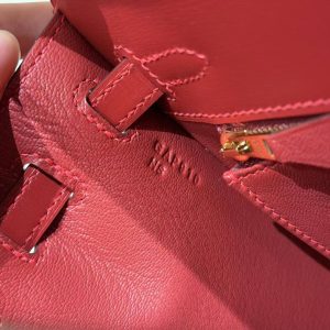 Hermes Kelly 25 Bag Handmade In Box Calfskin Leather Gold Hardware 5X Rouge Piment - Image 13