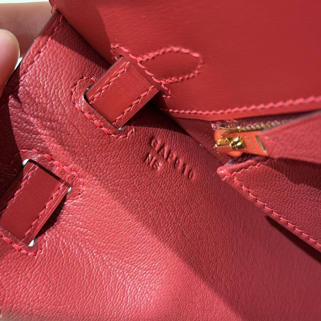 Hermes Kelly 25 Bag Handmade In Box Calfskin Leather Gold Hardware 5X Rouge Piment - Image 13
