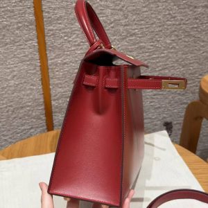 Hermes Kelly 25 Bag Handmade In Box Calfskin Leather Gold Hardware 5X Rouge Piment - Image 10