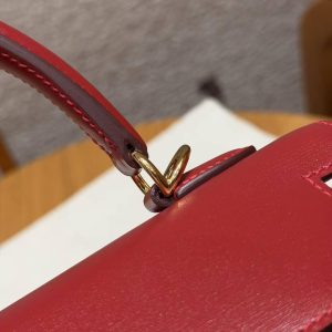 Hermes Kelly 25 Bag Handmade In Box Calfskin Leather Gold Hardware 5X Rouge Piment - Image 8