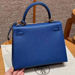 Hermes Kelly 25 Bag Handmade In Epsom Calfskin Leather Gold Hardware 71 Bule France - Image 2