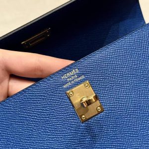 Hermes Kelly 25 Bag Handmade In Epsom Calfskin Leather Gold Hardware 71 Bule France - Image 11