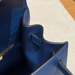 Hermes Kelly 25 Bag Handmade In Epsom Calfskin Leather Gold Hardware 71 Bule France - Image 8
