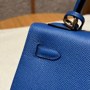 Hermes Kelly 25 Bag Handmade In Epsom Calfskin Leather Gold Hardware 71 Bule France - Image 7