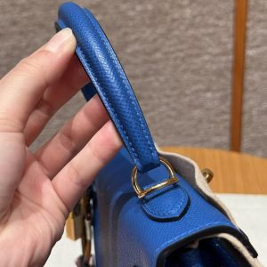 Hermes Kelly 25 Bag Handmade In Epsom Calfskin Leather Gold Hardware 71 Bule France - Image 5