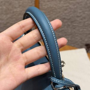 Hermes Kelly 25 Bag Handmade In Epsom Calfskin Leather Silver Hardware 75 Blue Jean - Image 14