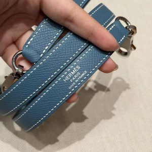 Hermes Kelly 25 Bag Handmade In Epsom Calfskin Leather Silver Hardware 75 Blue Jean - Image 4