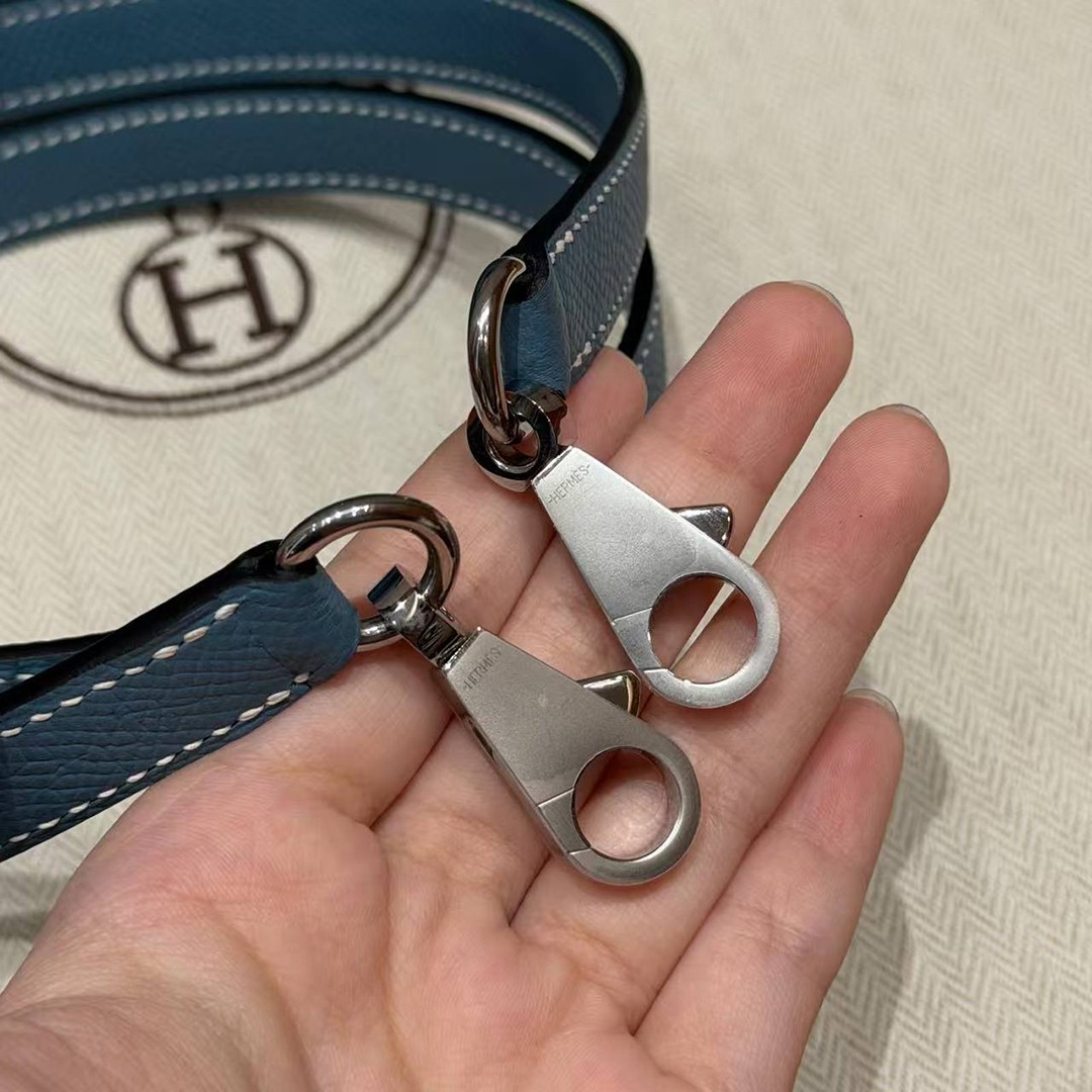 Hermes Kelly 25 Bag Handmade In Epsom Calfskin Leather Silver Hardware 75 Blue Jean - Image 3