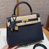 Hermes Kelly 25 Bag Handmade In Epsom Calfskin Leather Gold Hardware 76 Bleu Indigo