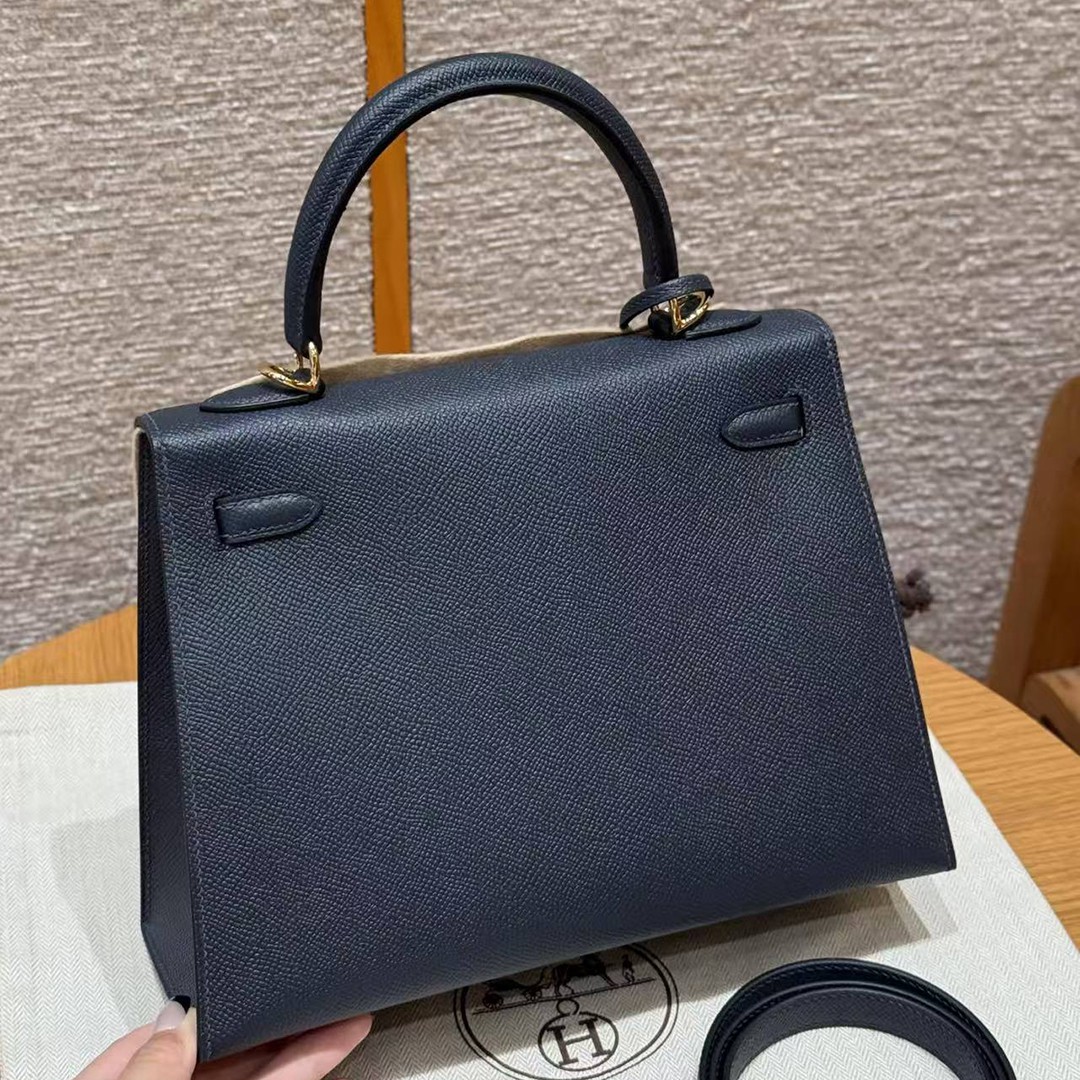 Hermes Kelly 25 Bag Handmade In Epsom Calfskin Leather Gold Hardware 76 Bleu Indigo - Image 2