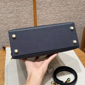 Hermes Kelly 25 Bag Handmade In Epsom Calfskin Leather Gold Hardware 76 Bleu Indigo - Image 18