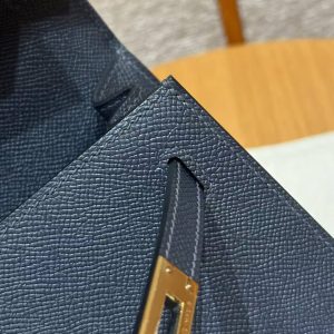 Hermes Kelly 25 Bag Handmade In Epsom Calfskin Leather Gold Hardware 76 Bleu Indigo - Image 8