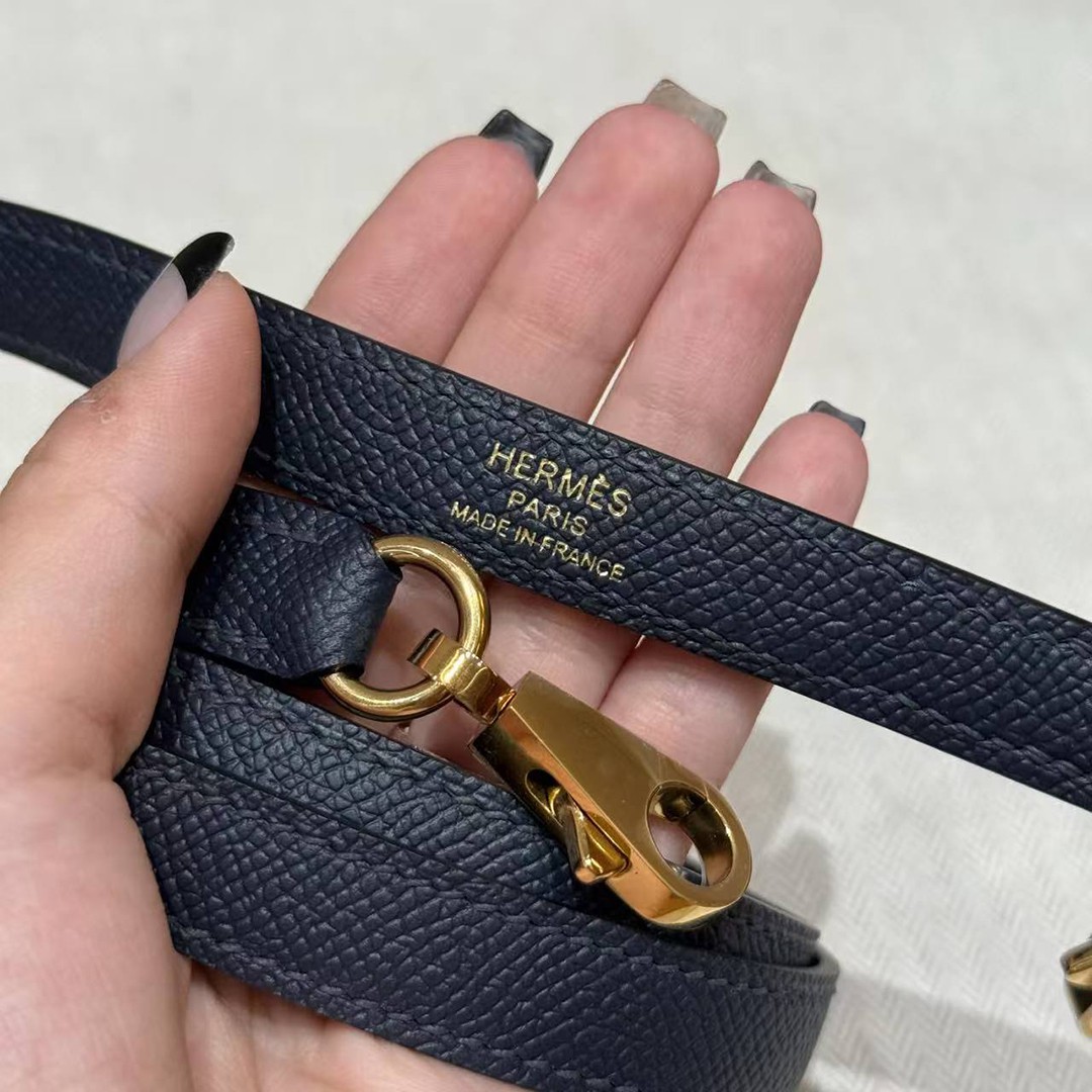 Hermes Kelly 25 Bag Handmade In Epsom Calfskin Leather Gold Hardware 76 Bleu Indigo - Image 5