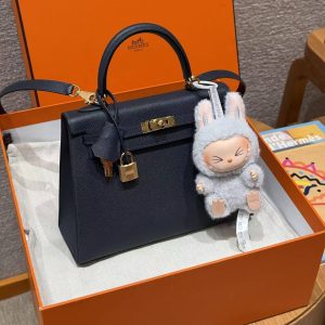 Hermes Kelly 25 Bag Handmade In Epsom Calfskin Leather Gold Hardware 76 Bleu Indigo - Image 3