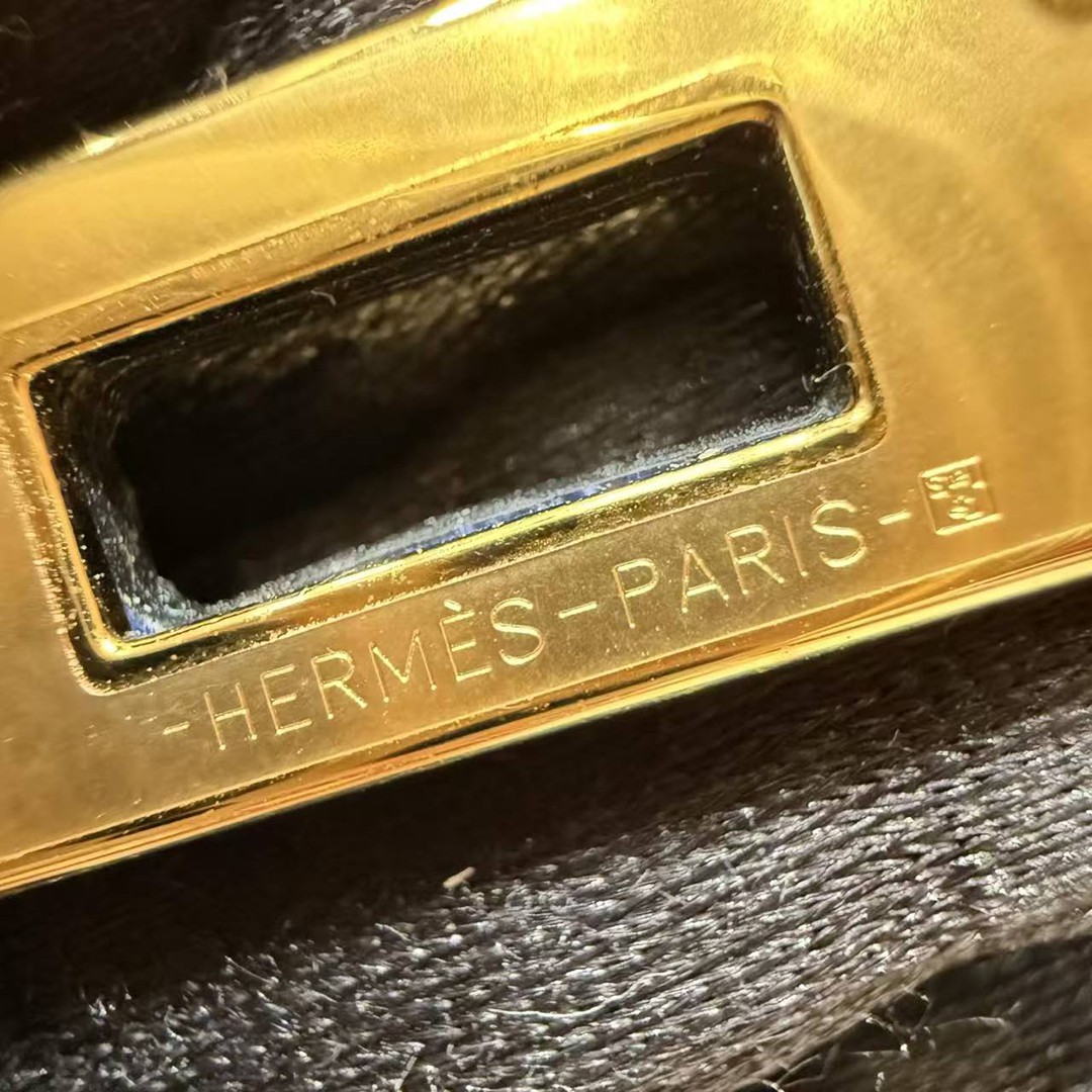 Hermes Kelly 25 Bag Handmade In Porosus Crocodile Leather Gold Hardware 78 Bleu Marine - Image 23