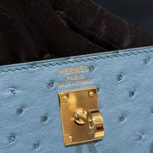 Hermes Kelly 25 Bag Handmade In KK Ostrich Leather from South Africa Gold Hardware 7C Cabalt - Image 23