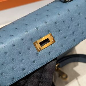 Hermes Kelly 25 Bag Handmade In KK Ostrich Leather from South Africa Gold Hardware 7C Cabalt - Image 18