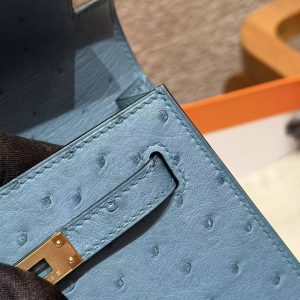 Hermes Kelly 25 Bag Handmade In KK Ostrich Leather from South Africa Gold Hardware 7C Cabalt - Image 15