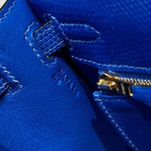 Hermes Kelly 25 Bag Handmade In Lizard Leather From South Africa Gold Hardware 7T Blue Electric - Image 5