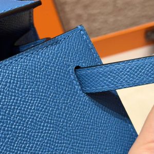 Hermes Kelly 25 Bag Handmade In Epsom Calfskin Leather Silver Hardware 7W Blue Izmir - Image 7